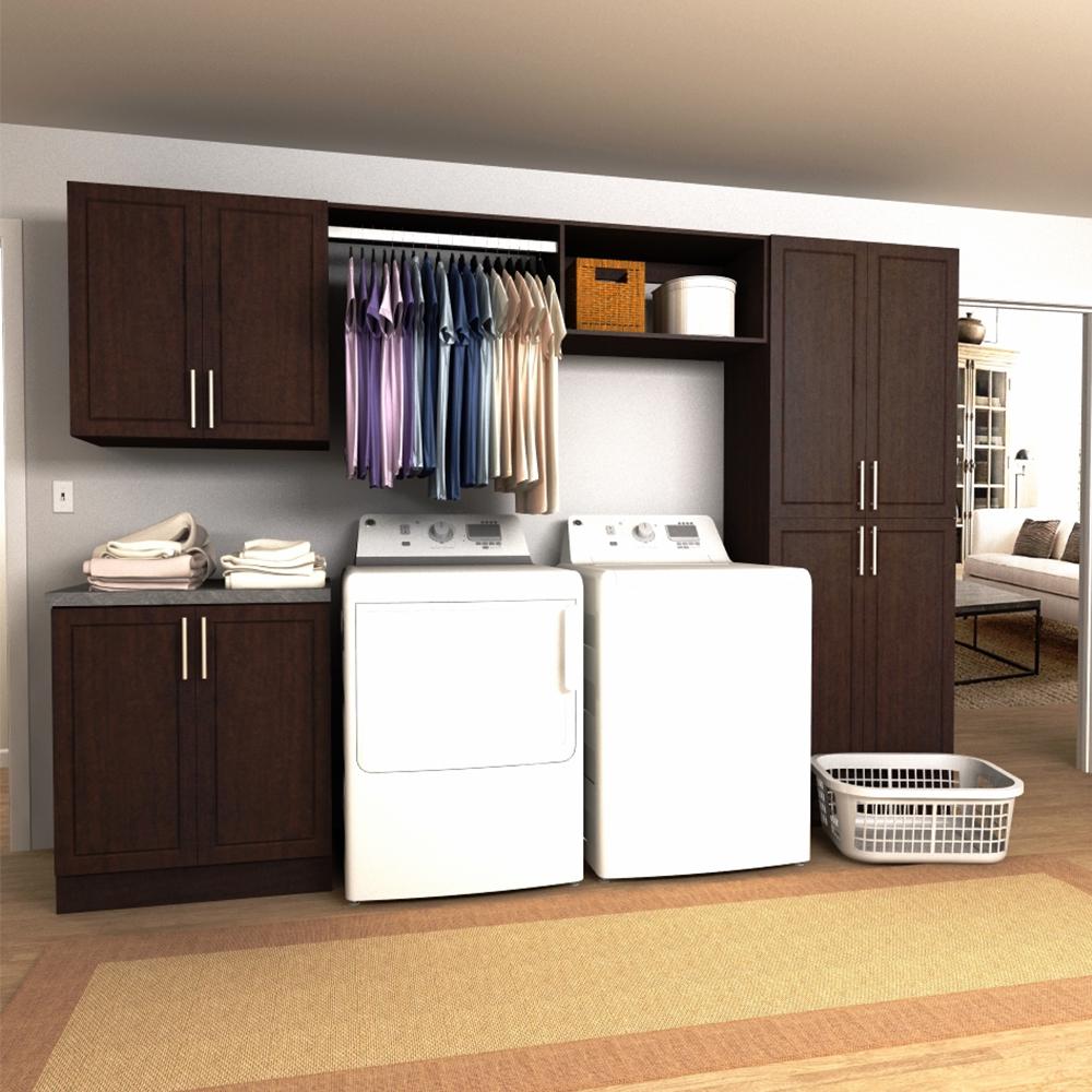 Modifi Madison 120 In W Mocha Brown Hanging Rod Laundry Cabinet W Mocha Brown Hanging Rod Laundry Cabinet Kit