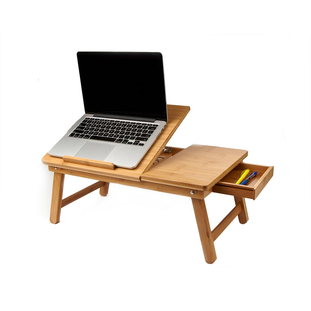 Mind Reader EcoFriendly Adjustable Bamboo Laptop Bed Tray with Drawer
