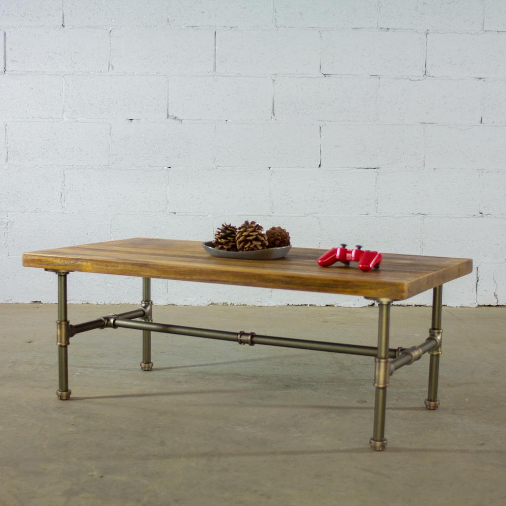 light wood and metal coffee table