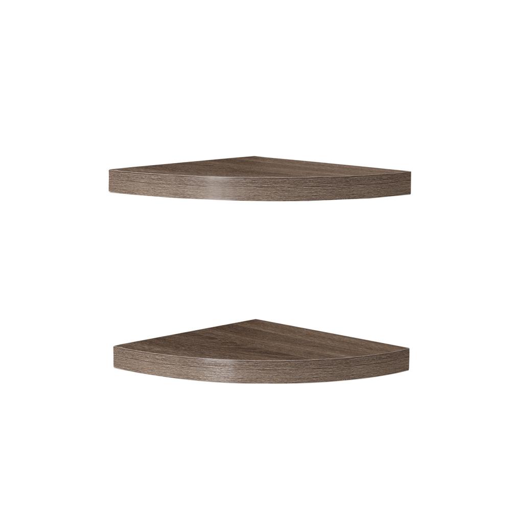 11 5 In X Rustic Weathered Oak Corner Radial Shelves Set Of 2 11 5 In X Rustic Weathered Oak Corner Radial Shelves Set Of 2
