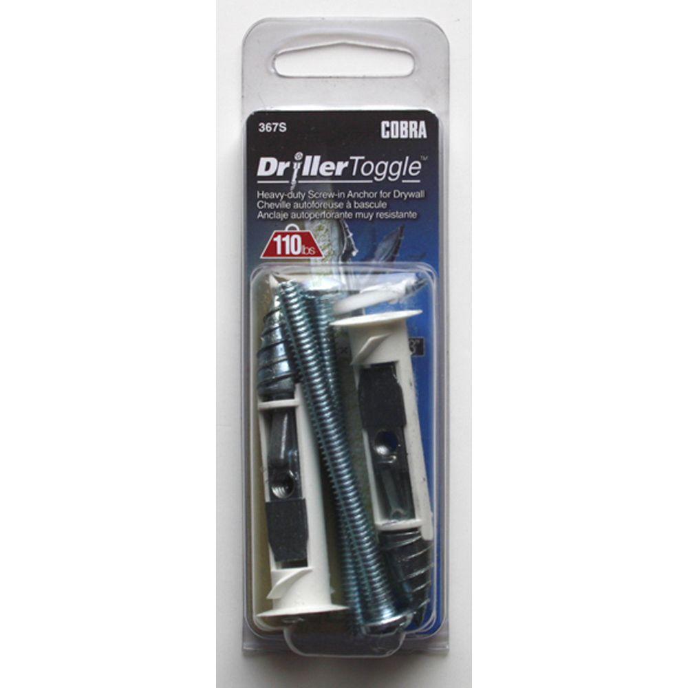 Cobra Anchors 1/4 in. x 3 in. ZincPlated Driller Toggles (2Pack)367S