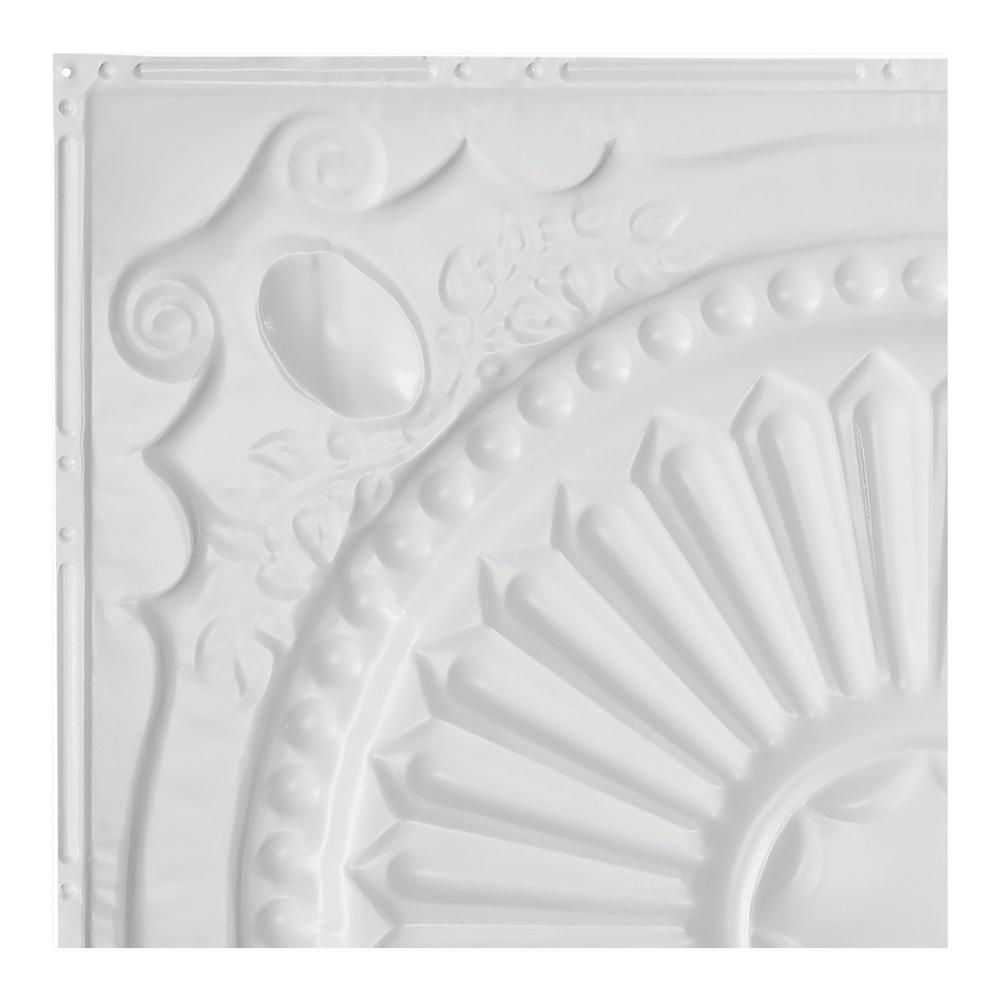 Great Lakes Tin Toronto Matte White 12 in. x 12 in. NailUp Ceiling Tile SampleT0901 The