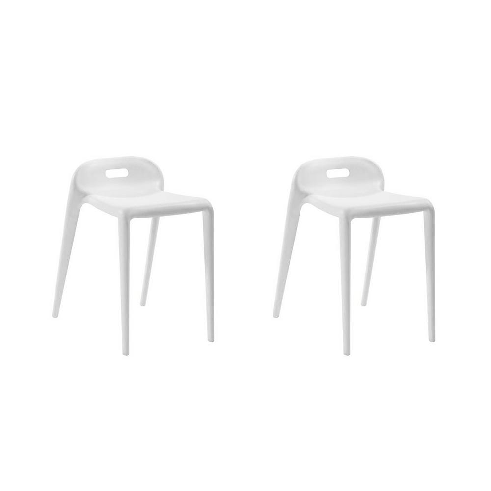 white plastic stool