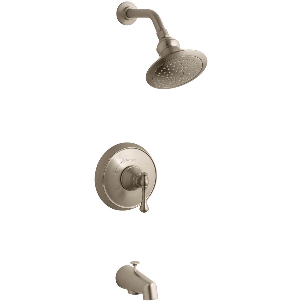 KOHLER Revival 1-Handle 1-Spray Tub and Shower Faucet with Traditional Lever in Vibrant Brushed Bronze (Valve Not Included) was $635.51 now $317.76 (50.0% off)