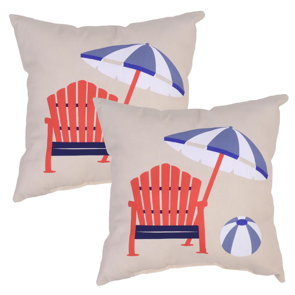 Plantation Patterns Poolside Adirondack Square Outdoor Throw Pillow (2