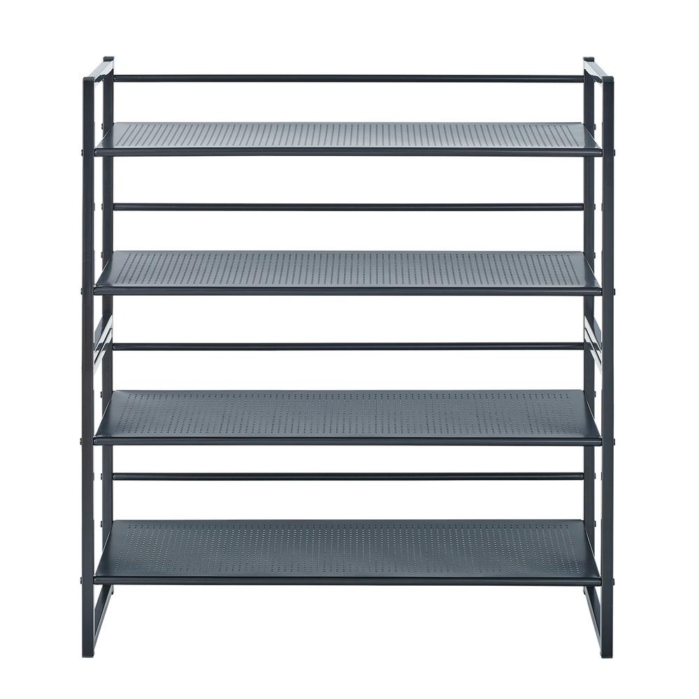 Neatfreak 10 8 In H X 32 In W 2 Tier Stamped Metal Stackable Shoe Rack In Black Nfc050504e3629 001 The Home Depot