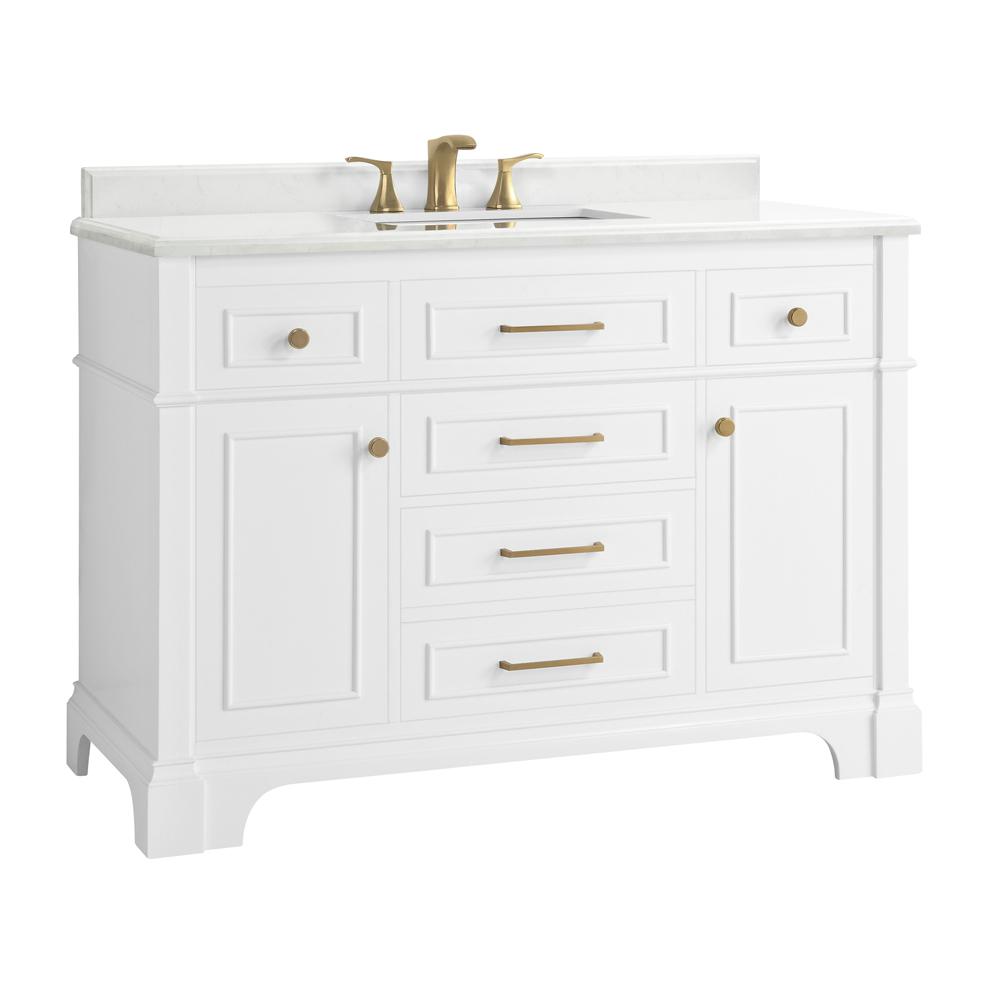 Home Decorators Collection Melpark 48 In W X 22 D Bath Vanity White With Cultured Marble Top Sink 48w The Depot - Does Home Depot Install Bathroom Vanity