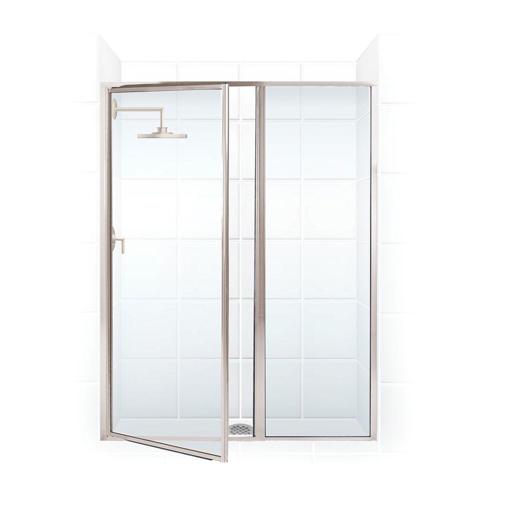 Coastal Shower Doors Legend Series 42 In X 69 Framed Hinge Framed Hinge Swing Shower Door With Inline Panel In Platinum Clear Glass