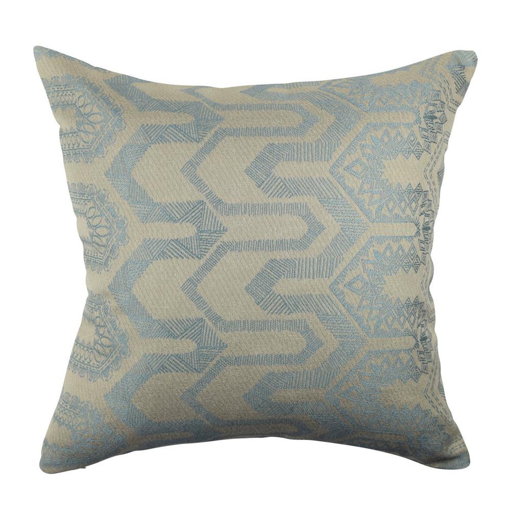 Vesper Lane Light Blue Aztec Design Throw Pillow-AZ02LBZ18I - The Home Depot