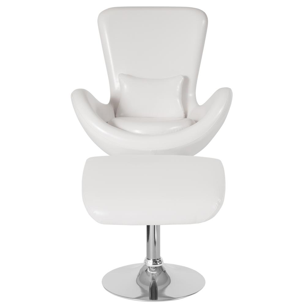 Carnegy Avenue White Leather Chair And Ottoman Set Cga Ch 232390