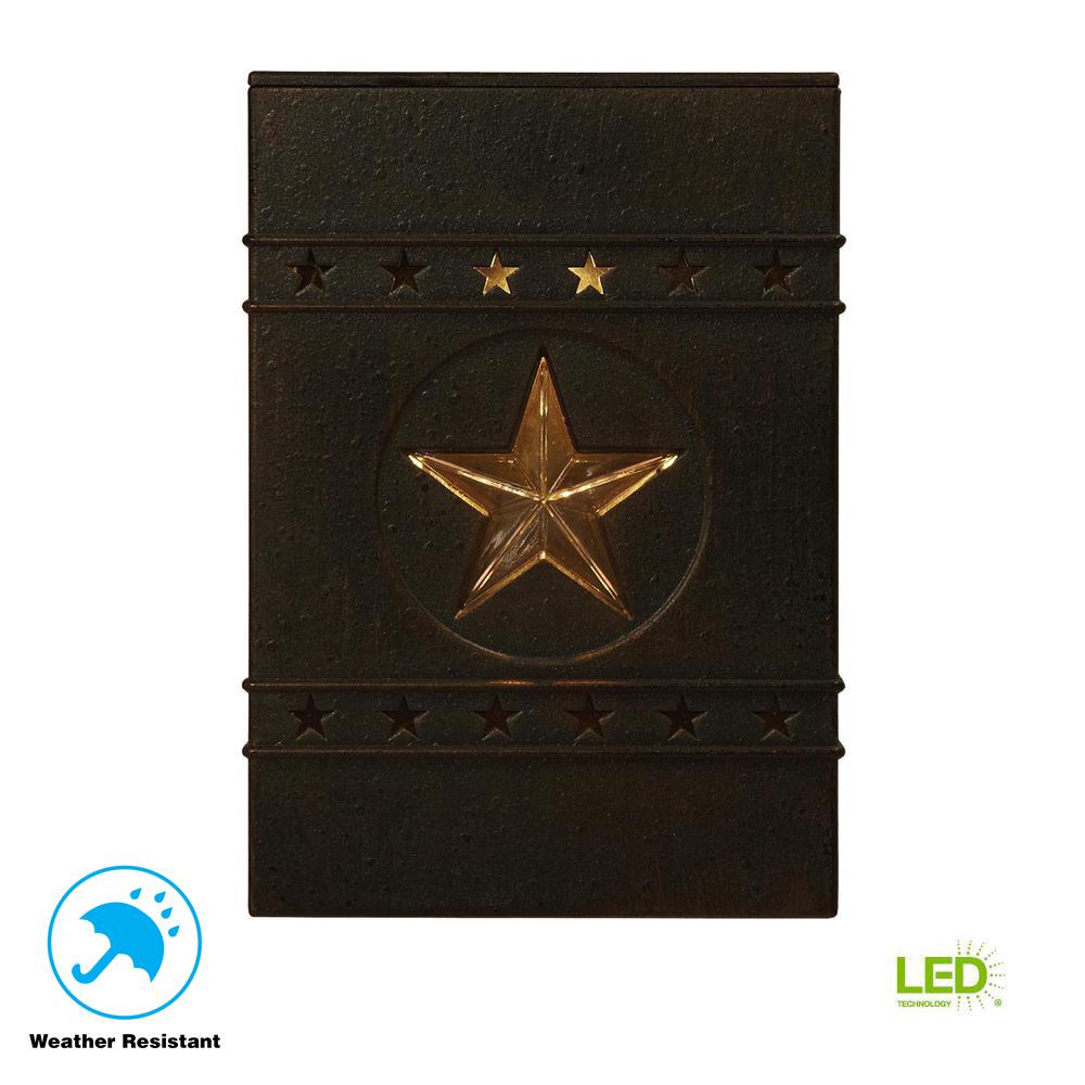 Hampton Bay Solar Distressed Black Integrated Led Deck Light With Solar Distressed Black Integrated Led Deck Light With Lone Star Design 2 Pack