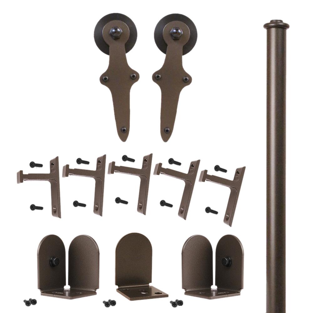 Quiet Glide 96 In Wright Oil Rubbed Bronze Sliding Barn Door Round Track And Hardware Kit