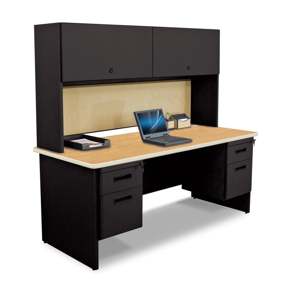 72 In W X 30 D Black Oak And Beryl Double File Desk D Black Oak And Beryl 72 In
