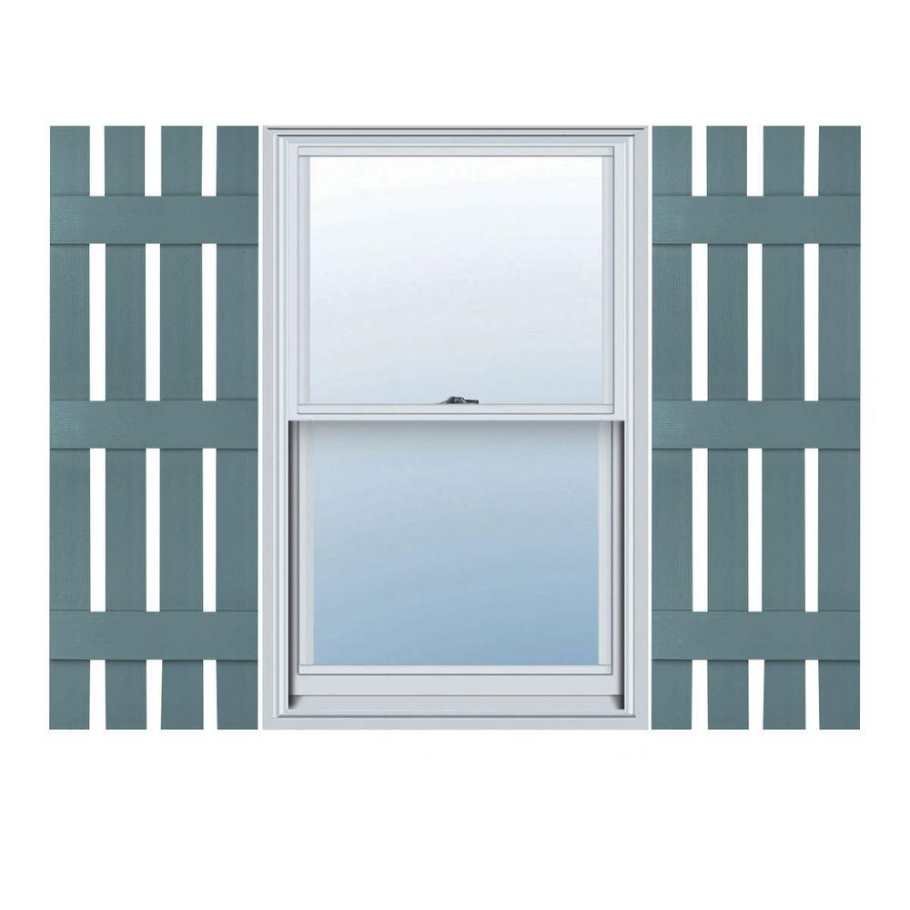 Ekena Millwork LJ4S14X06700CB Lifetime Vinyl Standard Four Joined with Board-n-Batten Shutters 14 x 67 Classic Blue