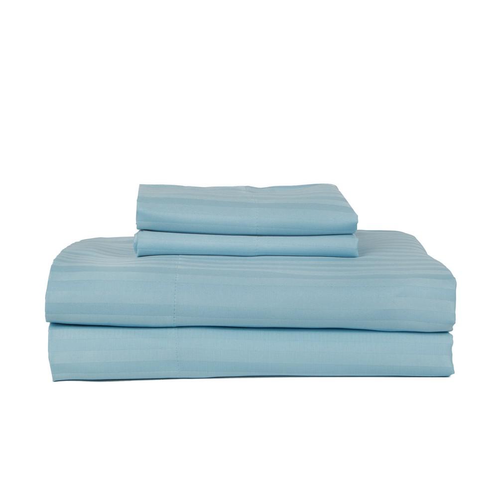 PERTHSHIRE 4-Piece Aqua Striped 380 Thread Count Cotton Queen Sheet Set, Blue was $145.99 now $58.39 (60.0% off)