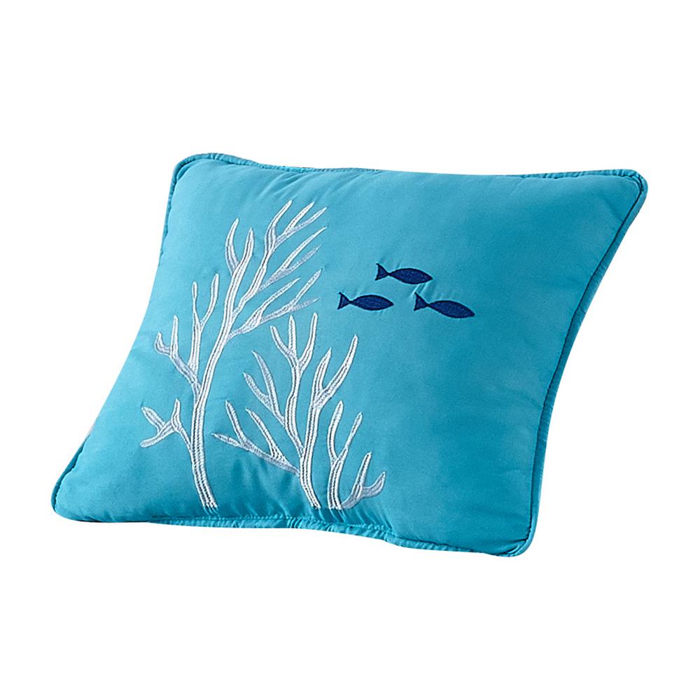 Seaside Resort Blue Coral 17 in. L x 17 in. W Polyester Throw Pillow14644 The Home Depot