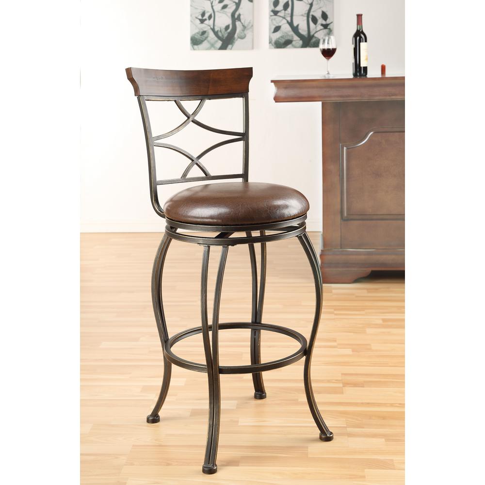 ACME Tavio 29 in. Antique Bronze Swivel Cushioned Bar Stool (Set of 2 ...