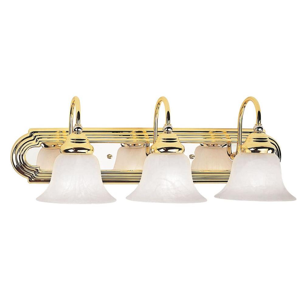 Livex Lighting 3Light Antique Brass Bath Light with White Alabaster