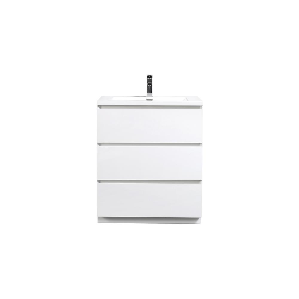 Moreno Bath Angeles 30 In W Vanity In High Gloss White With