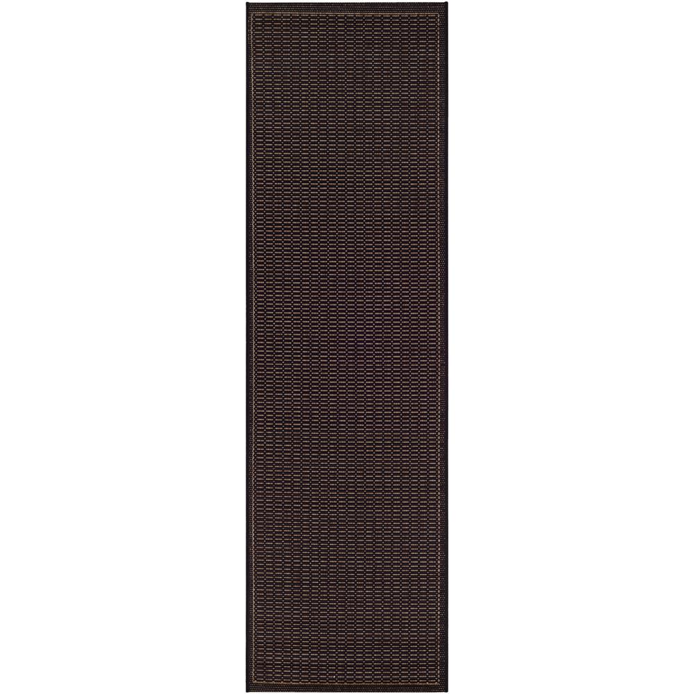 Couristan Recife Saddle Stitch Black Cocoa 2 Ft X 8 Ft Indoor