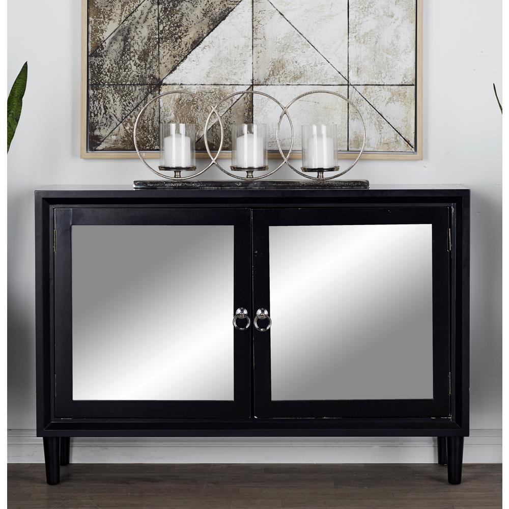 Black Accent Cabinet Litton Lane Office Storage Cabinets Matte Black Storage Cabinet With Mirror Inlaid Doors