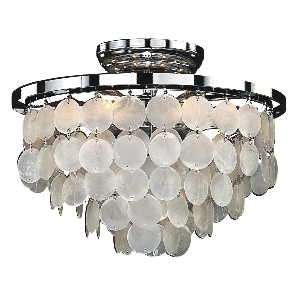 Glow Lighting Bayside 6 Light Capiz Shell And Chrome Frame Flush Mount