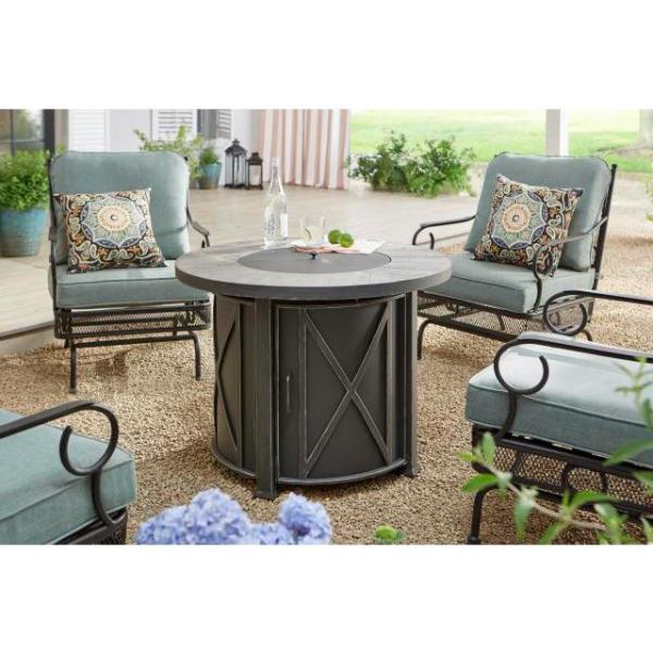 Hampton Bay Park Canyon 35 In Round, Patio Gas Fire Pit Sets