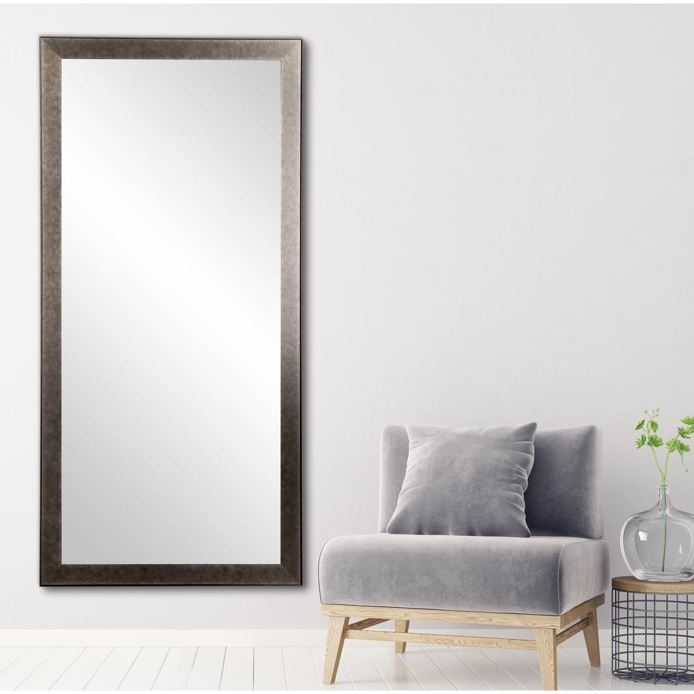 32 In X 66 Distressed Black Metal Floor Mirror