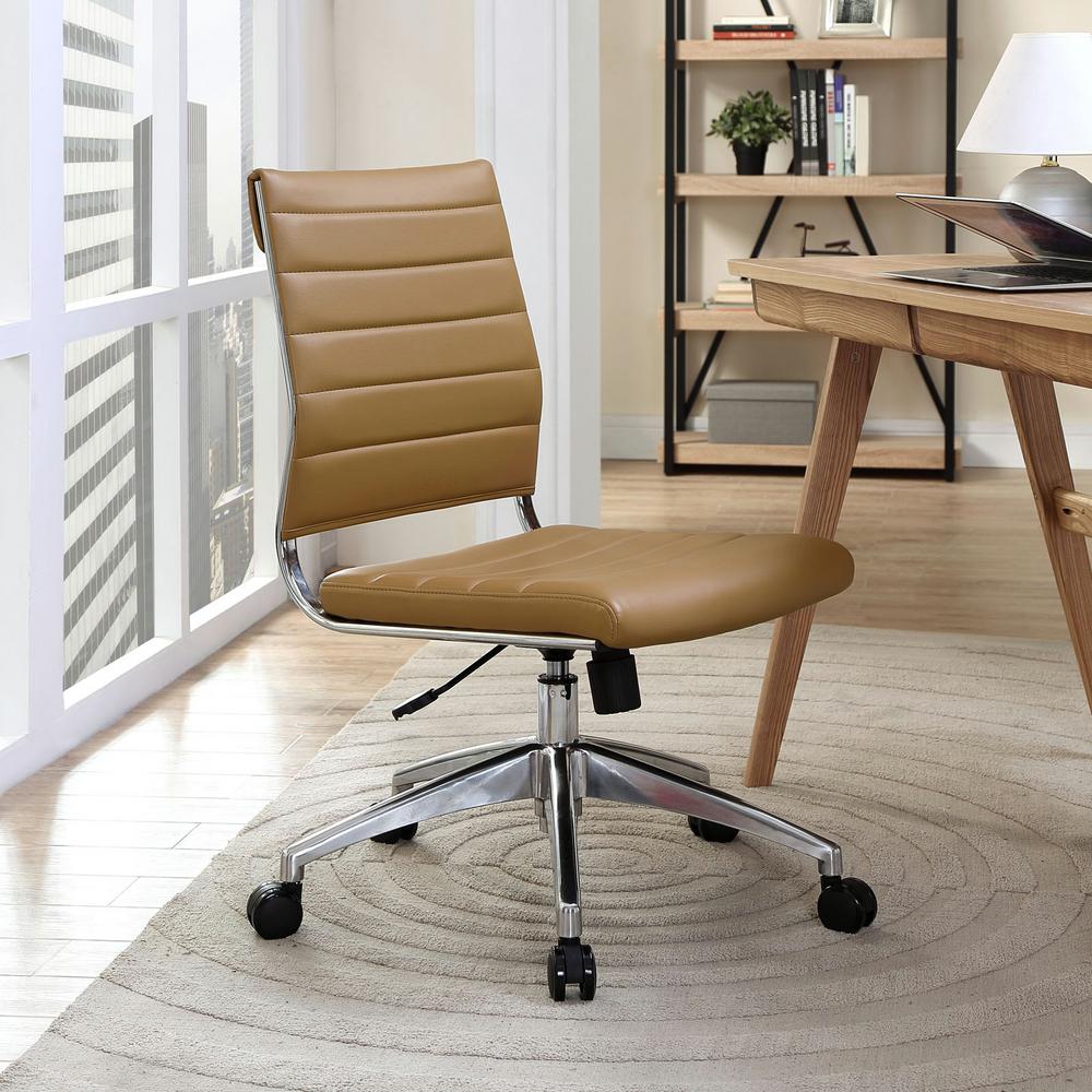 MODWAY Jive Armless Mid Back Office Chair in Tan EEI-1525-TAN - The ...