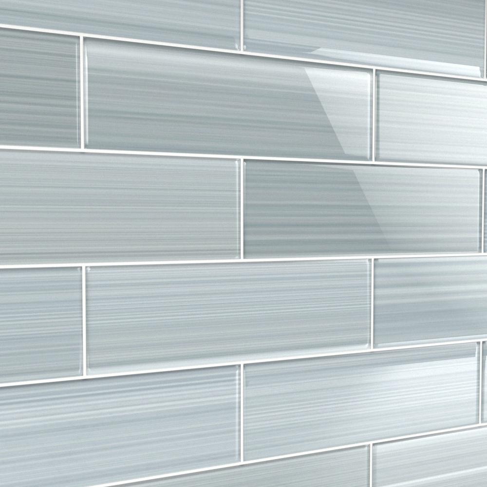 Bodesi Heron Gray 4 In X 12 In Glass Tile For Kitchen Backsplash And Showers 10 Sq Ft Per Box HPT HR 4x12 The Home Depot