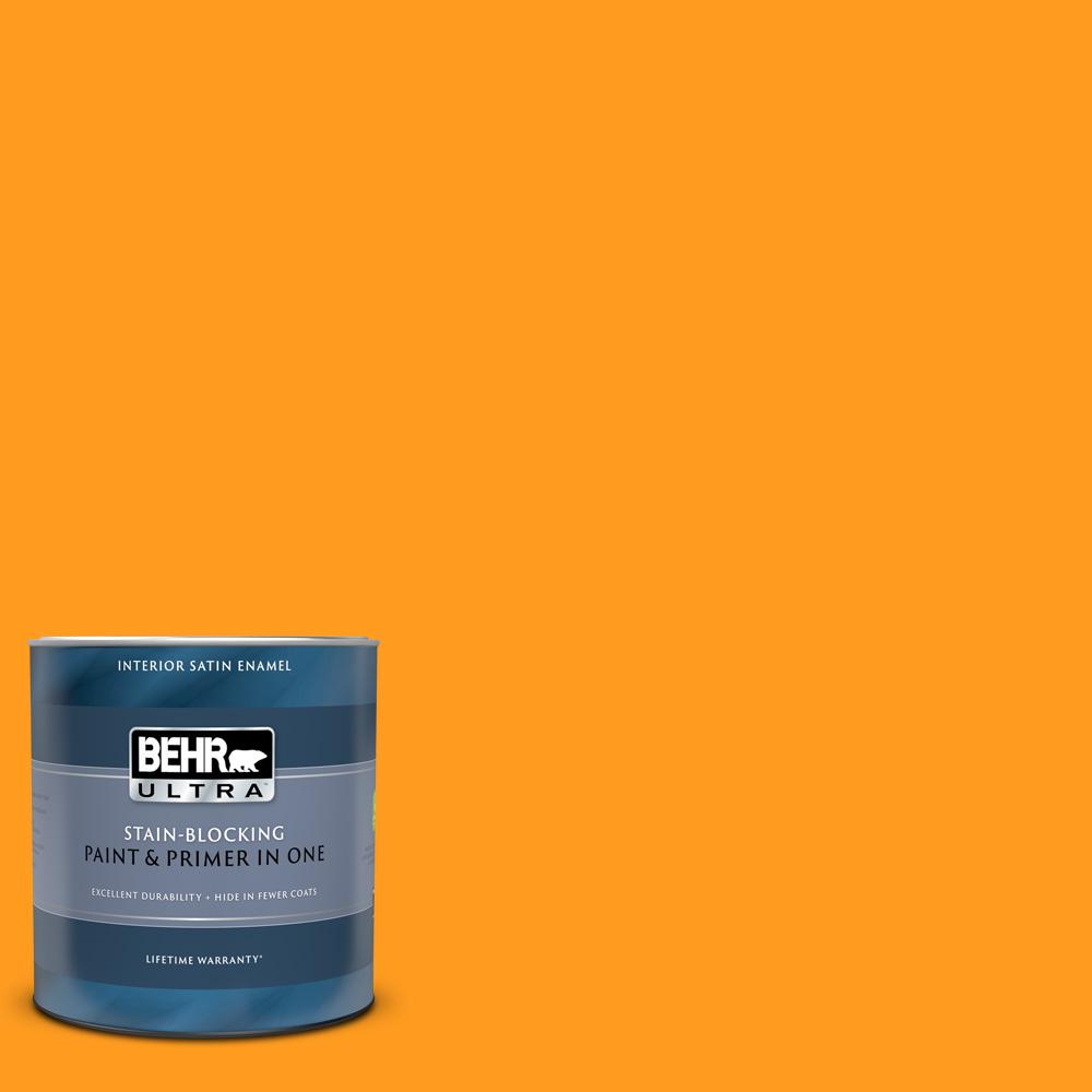 BEHR ULTRA 1 qt. SG290 Orange Peel Satin Enamel Interior Paint and