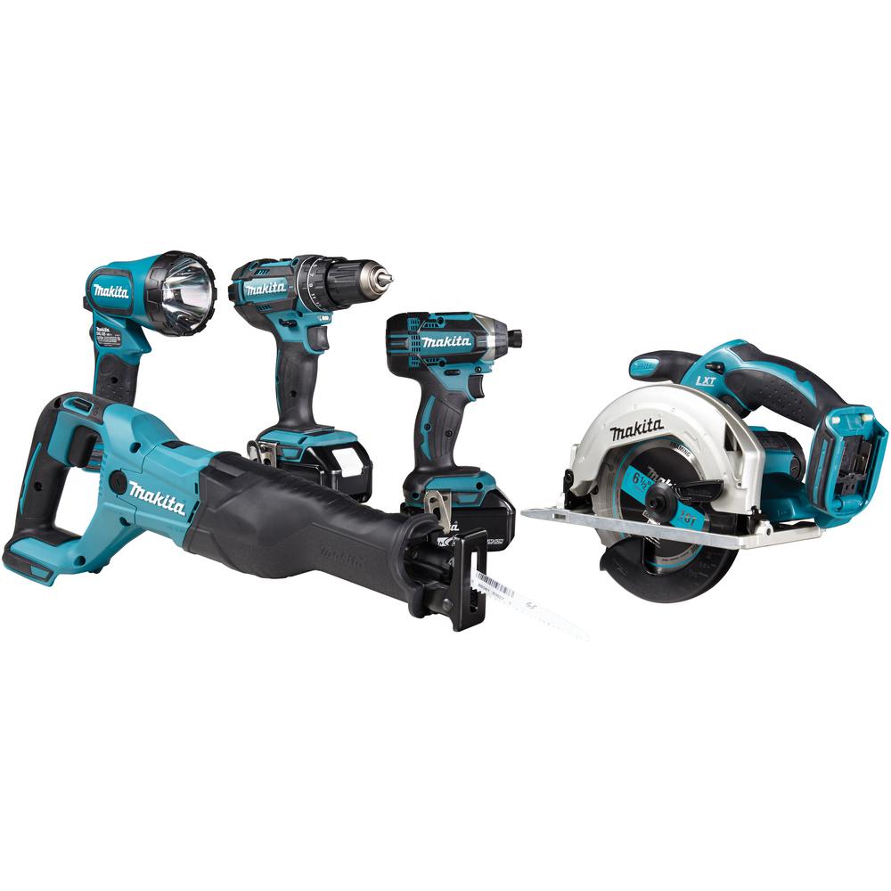 Makita Power Tool Combo Kit Work Light 18Volt LithiumIon Cordless (5
