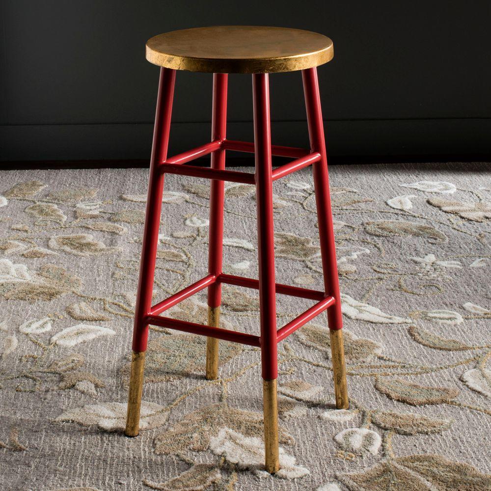 Safavieh Emery 30 In Red And Gold Bar Stool Fox3230b The Home Depot Safavieh Emery 30 In Red And Gold Bar Stool