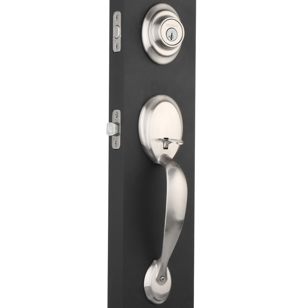 KWIKSET Satin Nickel Single Cylinder Door Handle Set w KWIKSET Satin Nickel Single Cylinder Door Handle Set w