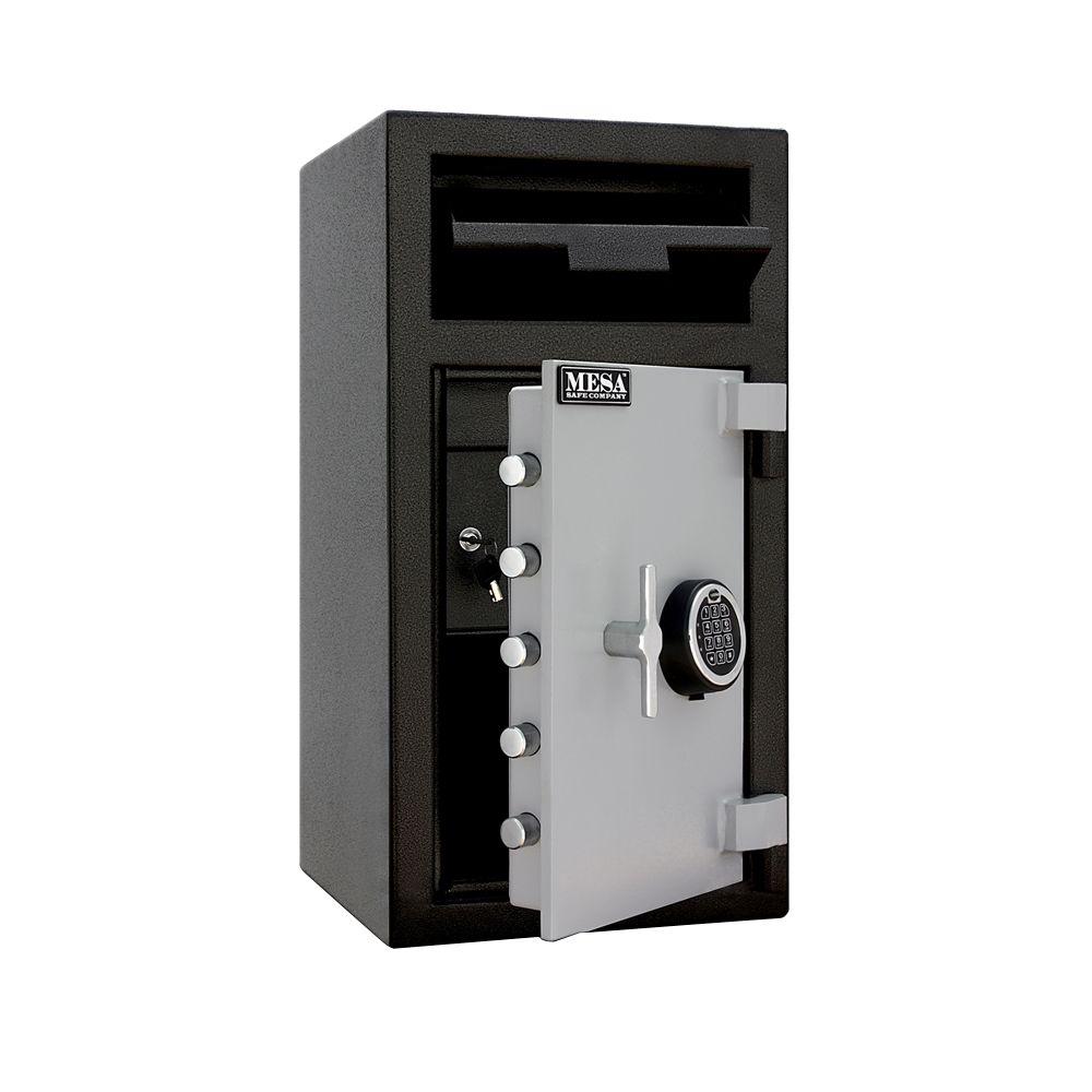 MESA 1.3 cu. ft. All Steel Electronic Lock Depository Safe with Interior Locker in 2-Tone, Black and Grey, Black/Grey