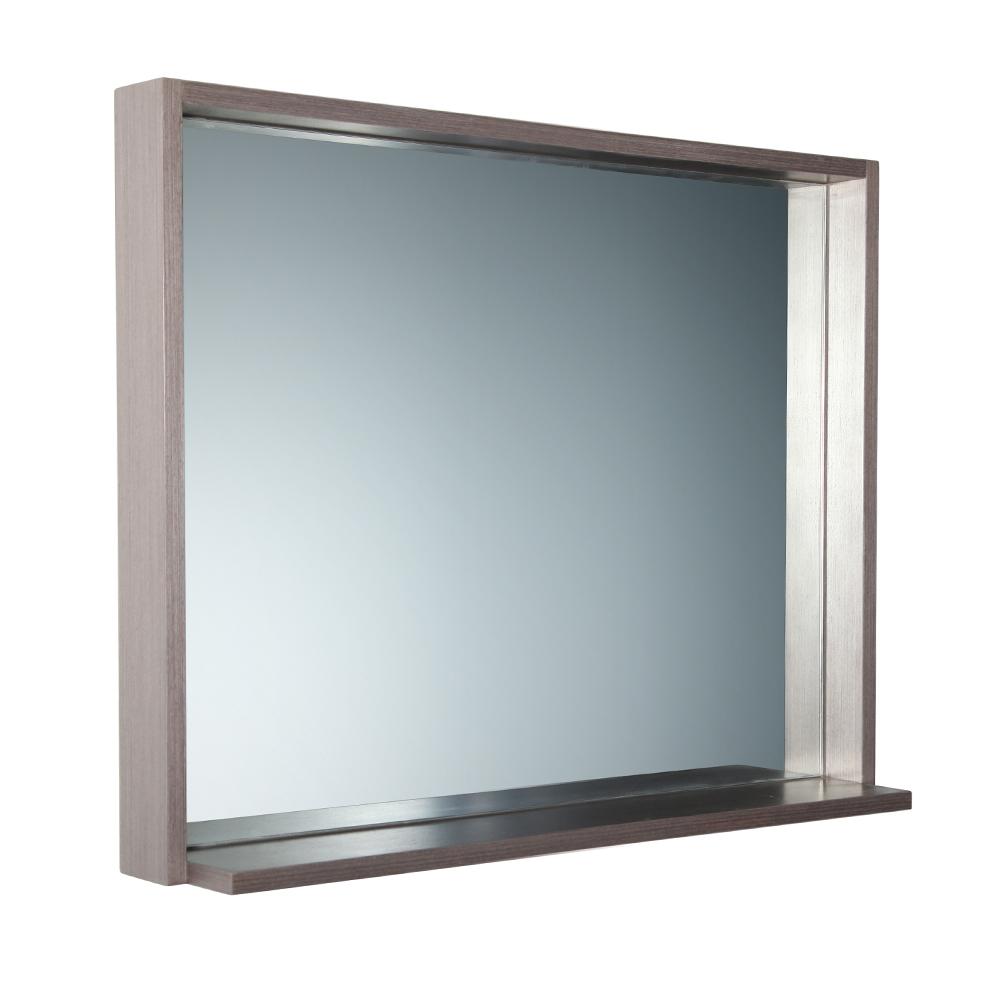 Fresca Allier 36 00 In W X 26 00 In H Framed Rectangular Bathroom Vanity Mirror In Gray Oak Fmr8136go The Home Depot