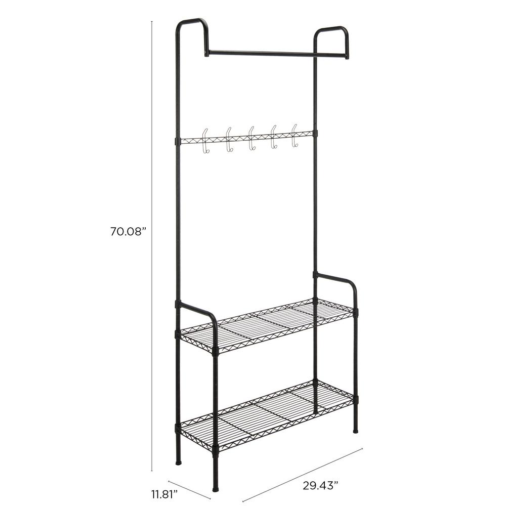 Happimess Anderson Black Carbon Steel Clothes Rack With Shoe Storage 29 In W X 70 In H Hpm5014a The Home Depot