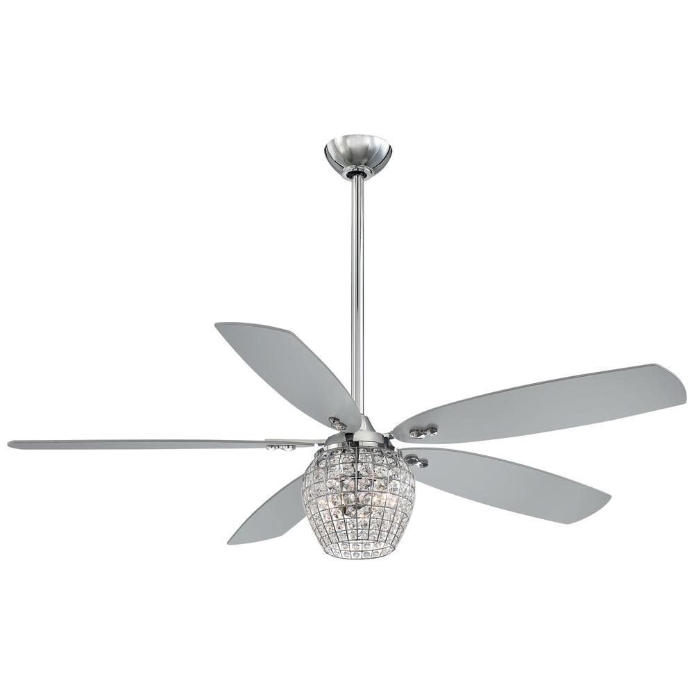 Minka Aire Bling 56 In Integrated Led Indoor Chrome Ceiling Fan With Light With Remote Control