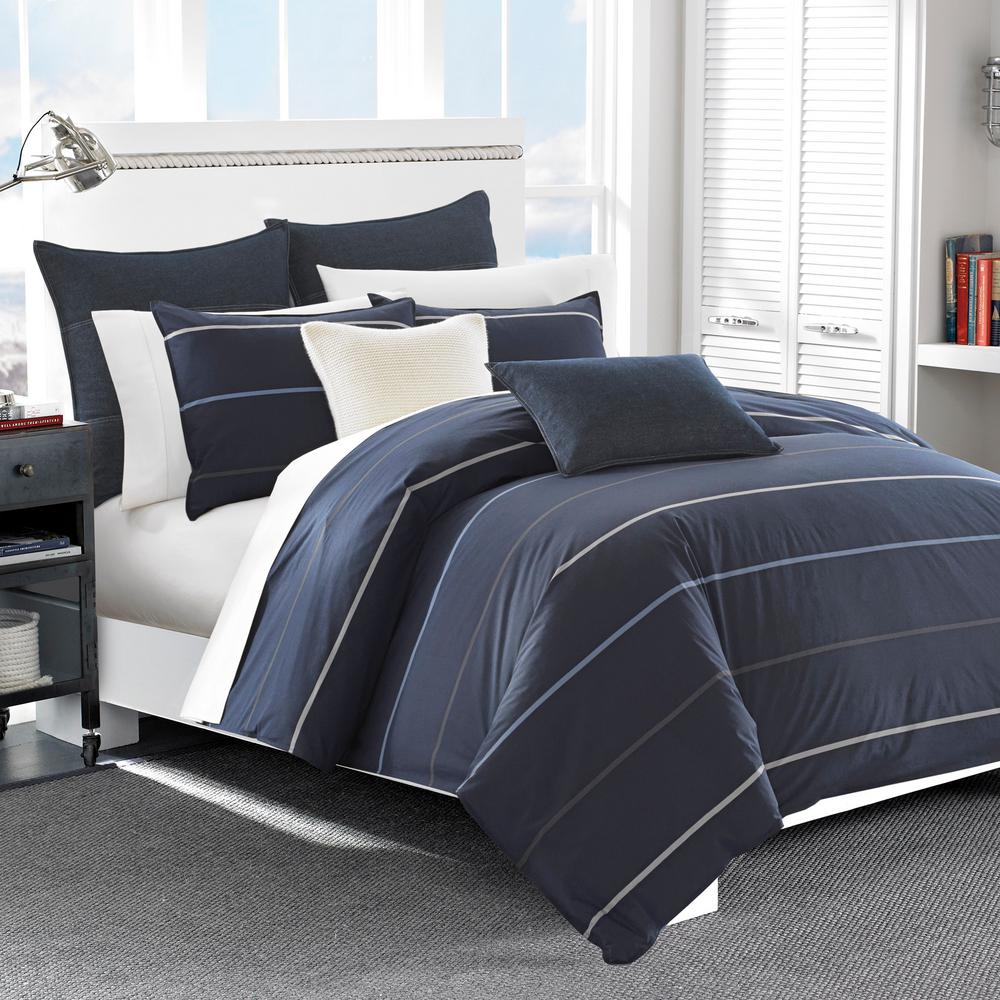 Nautica Southport 3 Piece Navy Full Queen Duvet Cover Set 217312