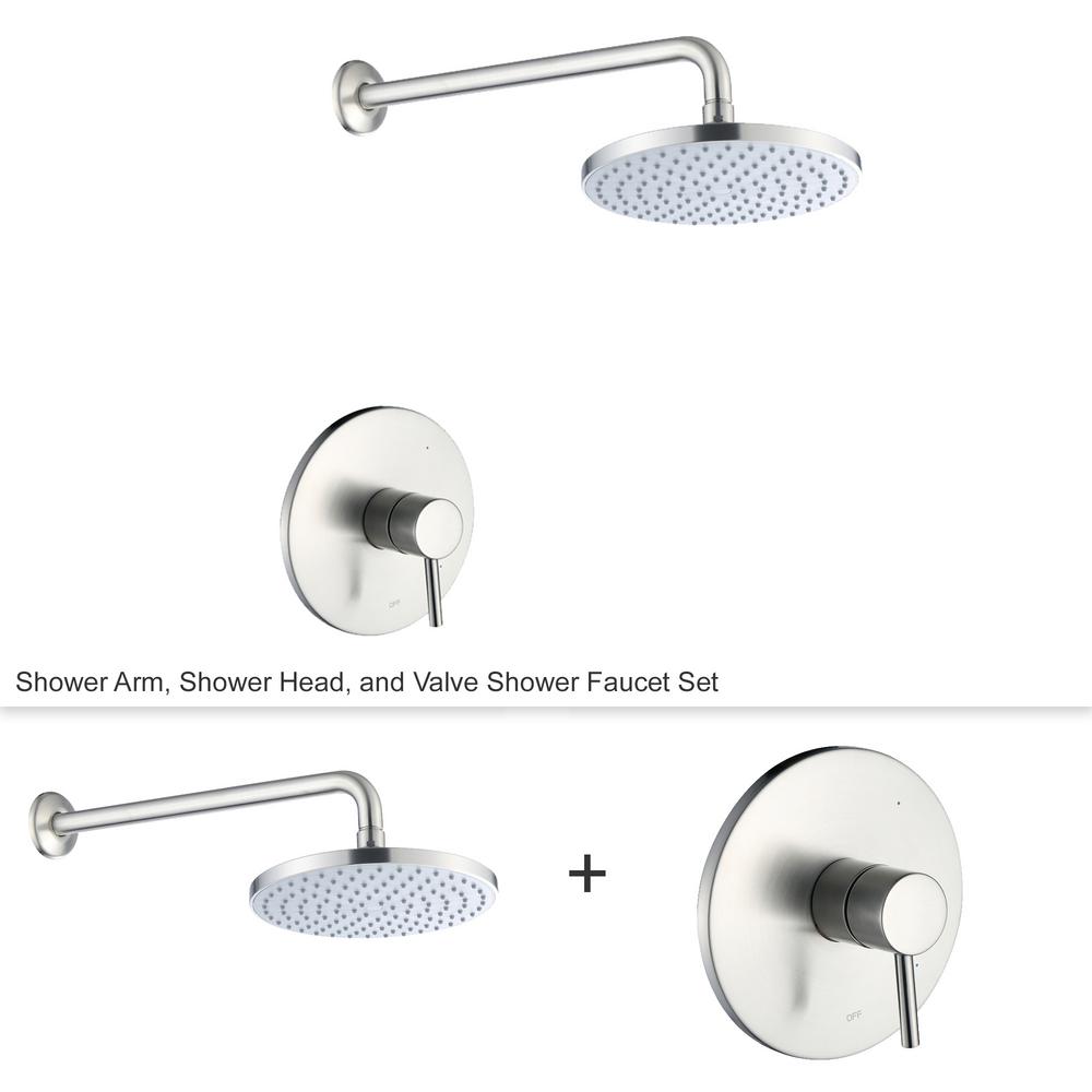 Fontaine by Italia Pont Neuf MFF-PNS-BN Single Handle Shower Trim Set with Round Rain Can Shower Head and Rough-in Valve in Brushed Nickel