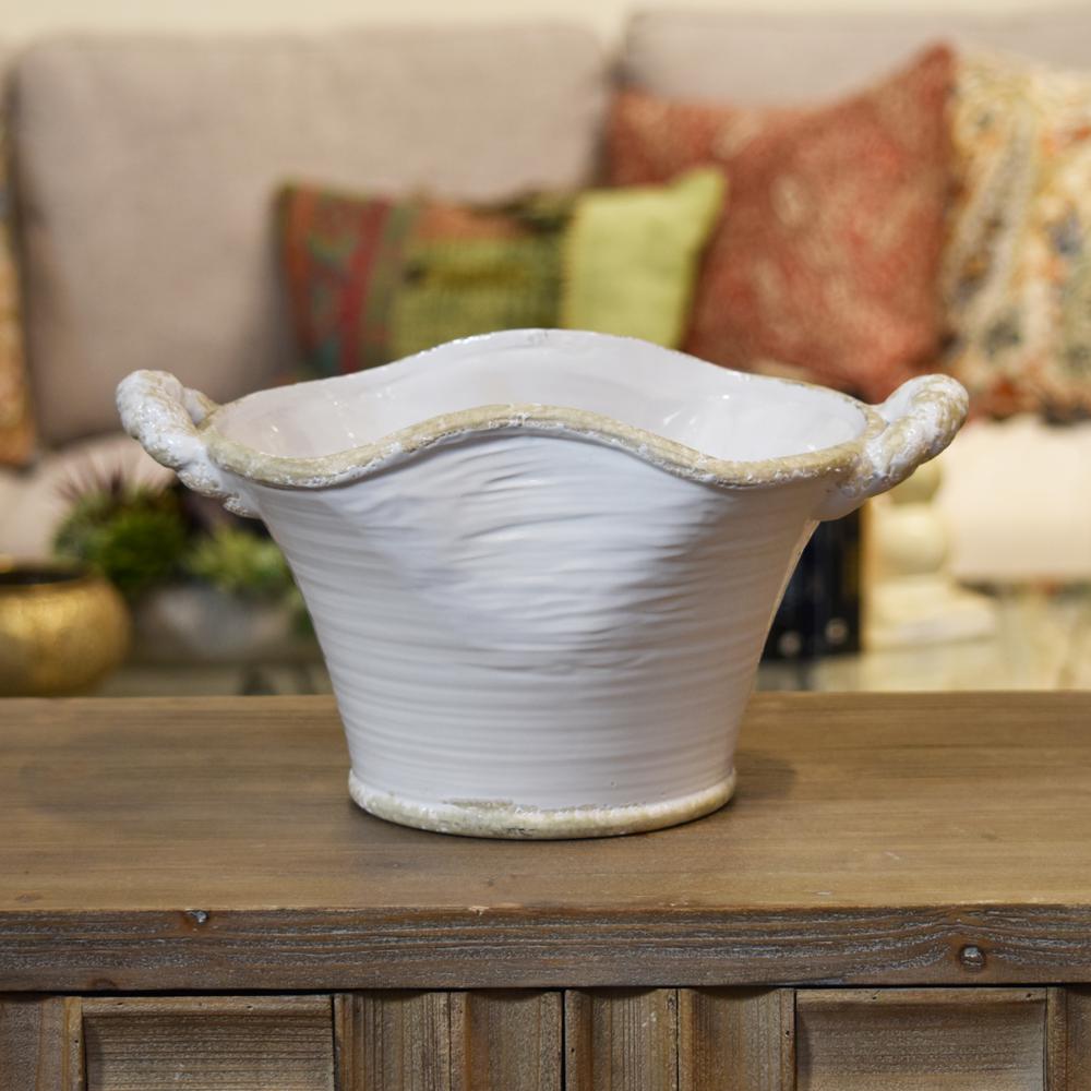 Uniquewise 14.5" x 8" x 31.5" High Fiberglass Large White Horn Floor