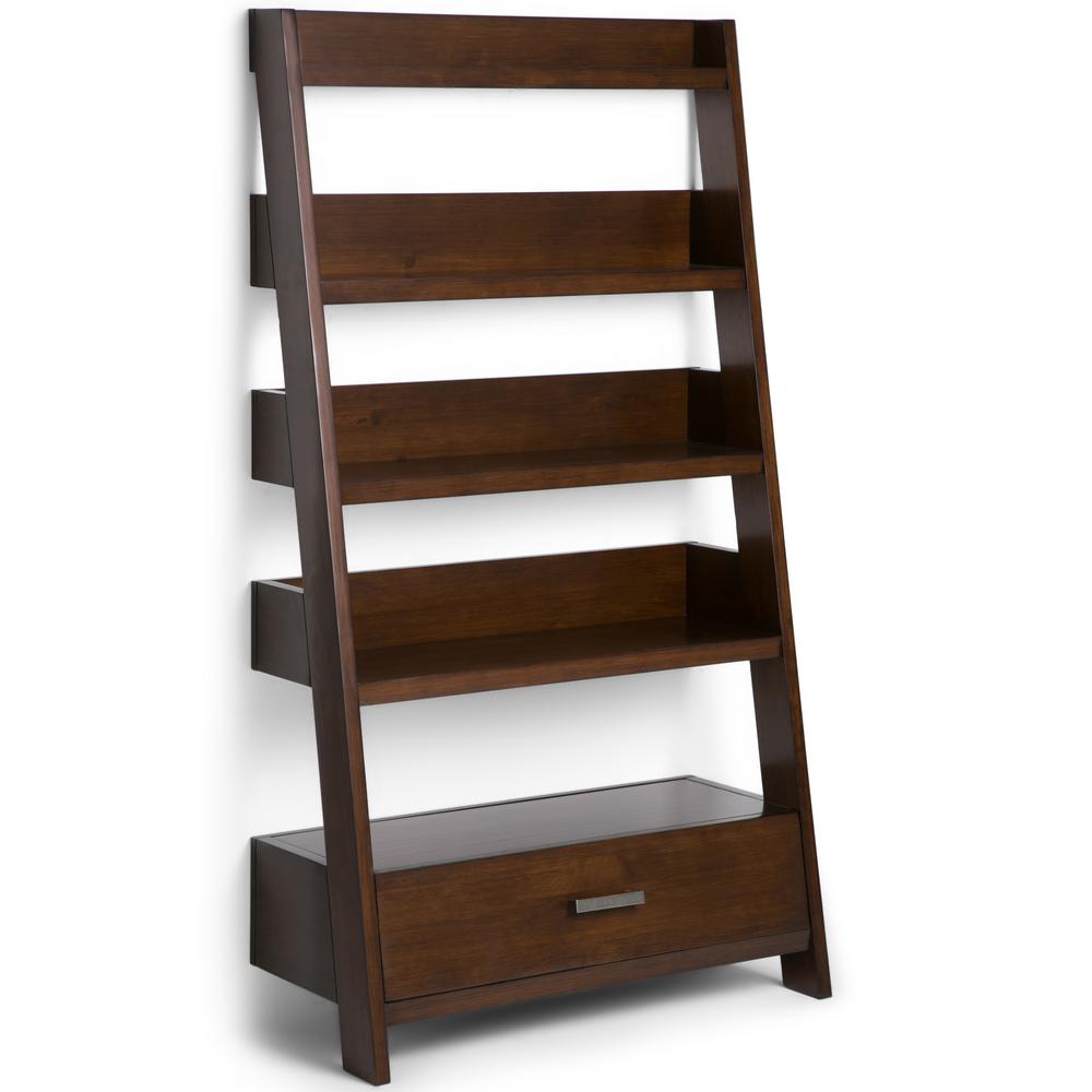 Simpli Home Deanna Medium Auburn Brown Ladder BookcaseAXCDNA15MAB