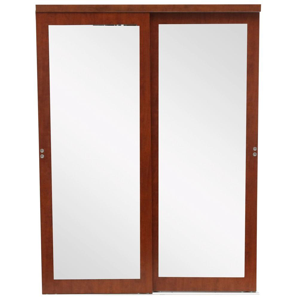Impact Plus 72 In X 80 Mir Mel Mirror Solid Core Cherry Mdf Mir Mel Mirror Solid Core Cherry Mdf Interior Closet Sliding Door With Matching Trim
