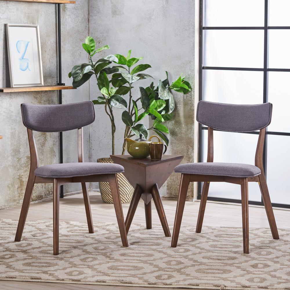 Unbranded Abrielle Dark Grey And Natural Walnut Upholstered Dining Chairs Set Of 2 17230 The Home Depot