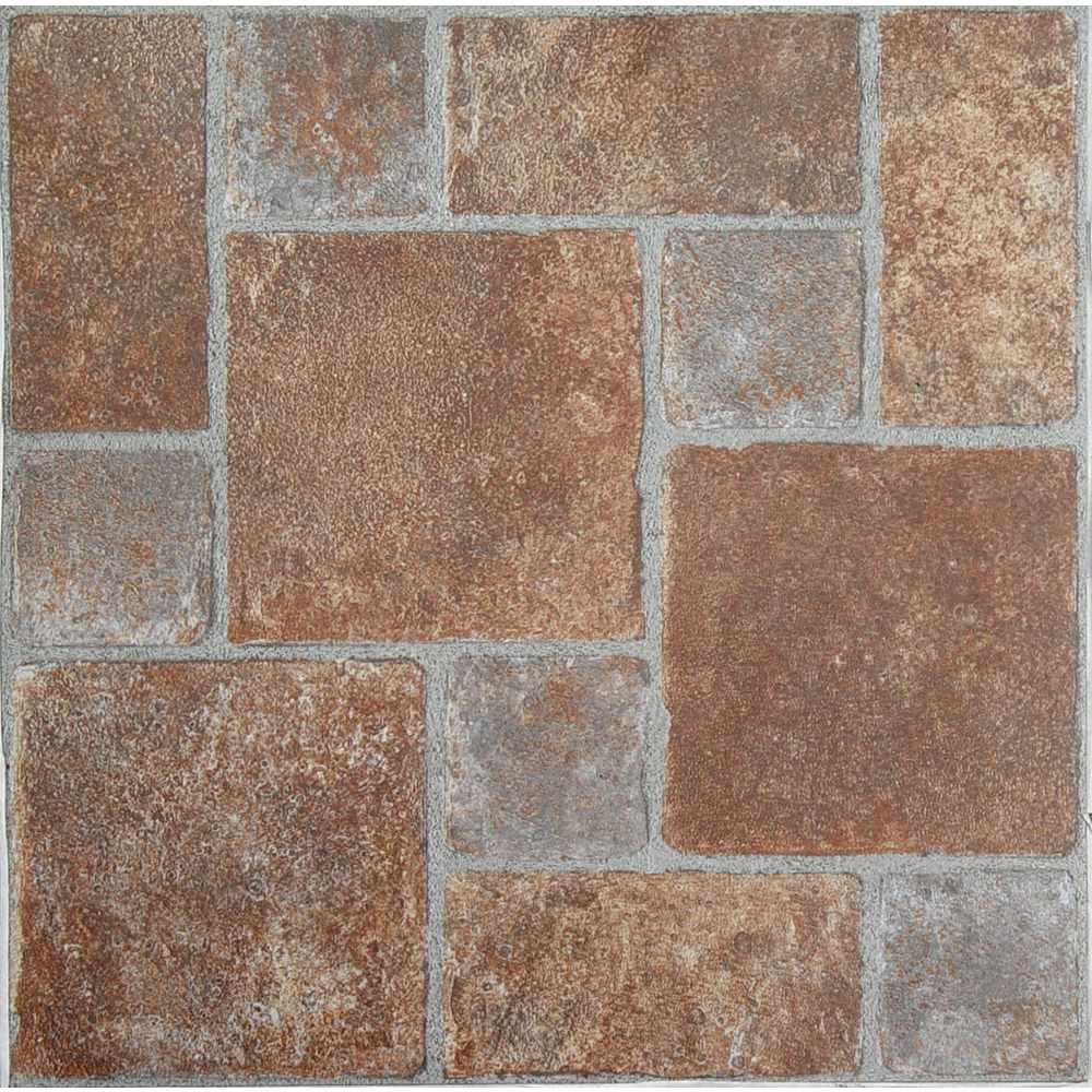 Achim Tivoli Rust 12 In X L And Stick Pavers Pattern Vinyl Tile 45 Sq Ft Case