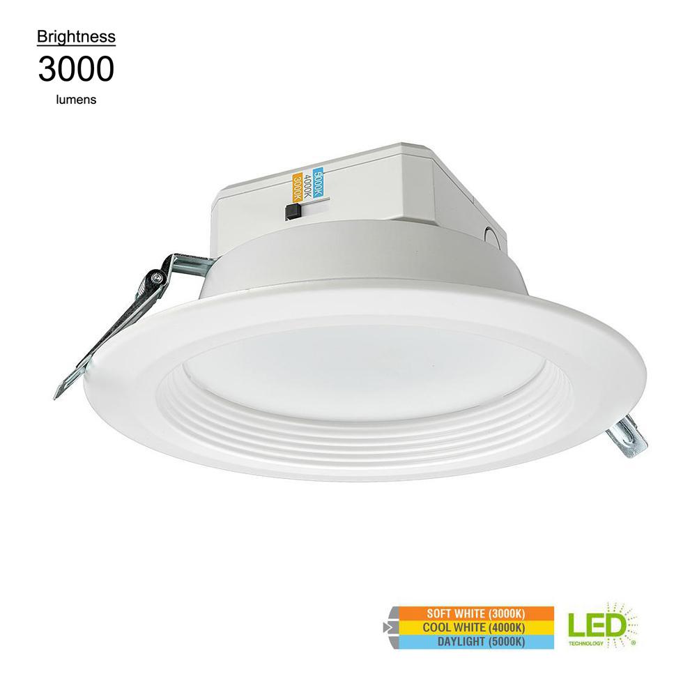 Eti 8 In High Output 3000 Lumens Integrated Led Recessed Trim Can Light 3000k 4000k 5000k Multi Volt Wet Rated Dimmable Eti 8 In High Output 3000 Lumens Integrated Led Recessed Trim Can Light 3000k 4000k 5000k Multi Volt Wet Rated Dimmable