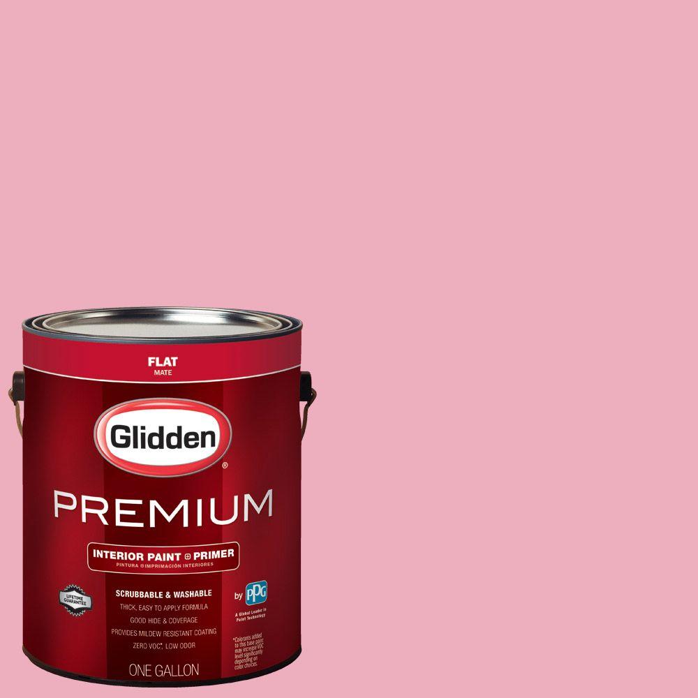 Glidden Premium 1 gal. HDGR16 Pink Carnation Flat Interior Paint with
