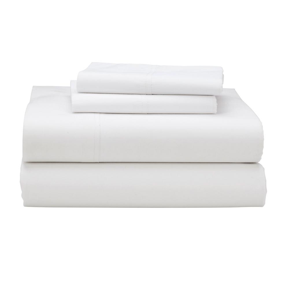 Egyptian Cotton 4 Pieces Sheet Set Queen/King/Double White Fitted Flat Percale