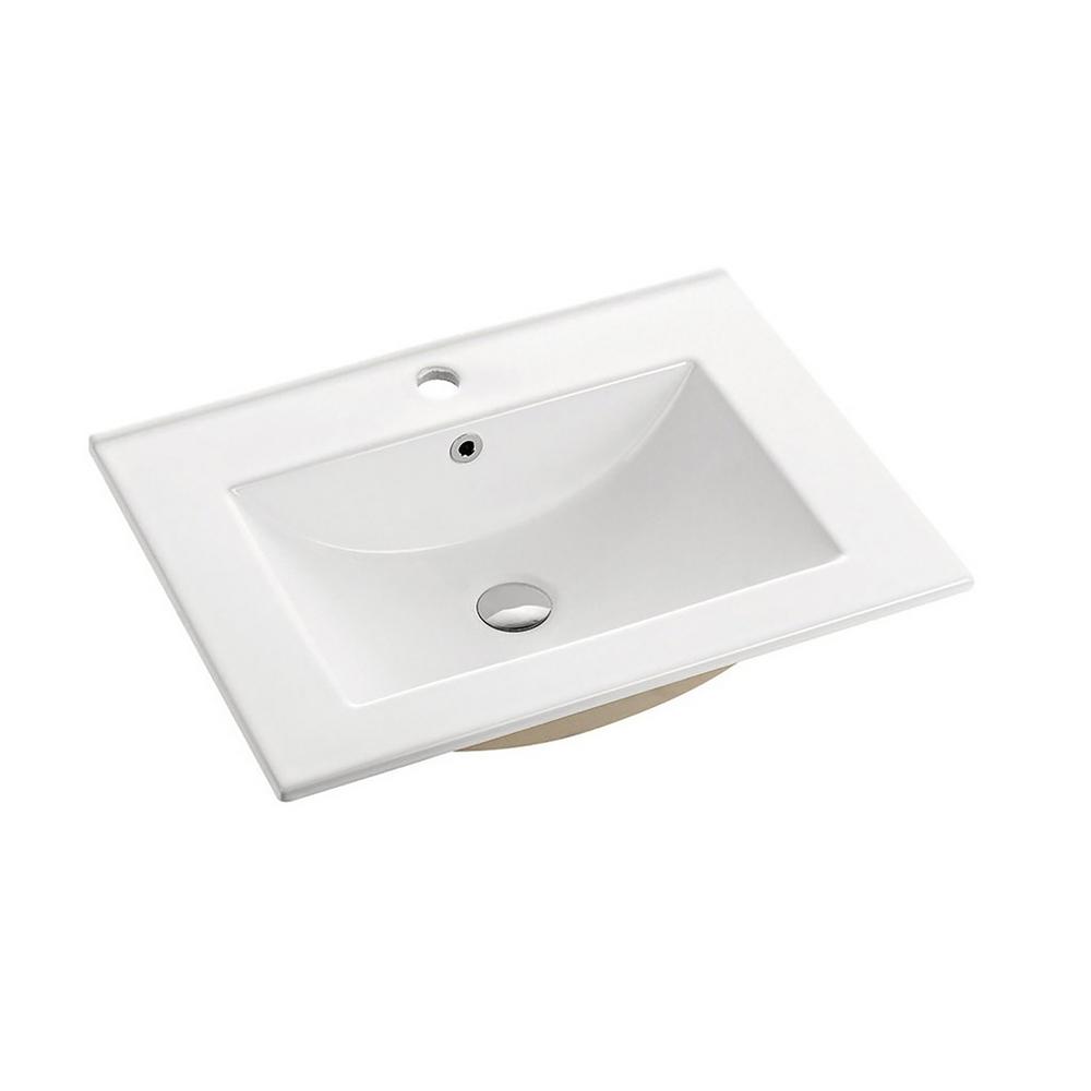 Swiss Madison 24 In Ceramic Single Faucet Hole Vanity Top In White   Swiss Madison Bathroom Vanity Tops Sm Vt324 64 1000 