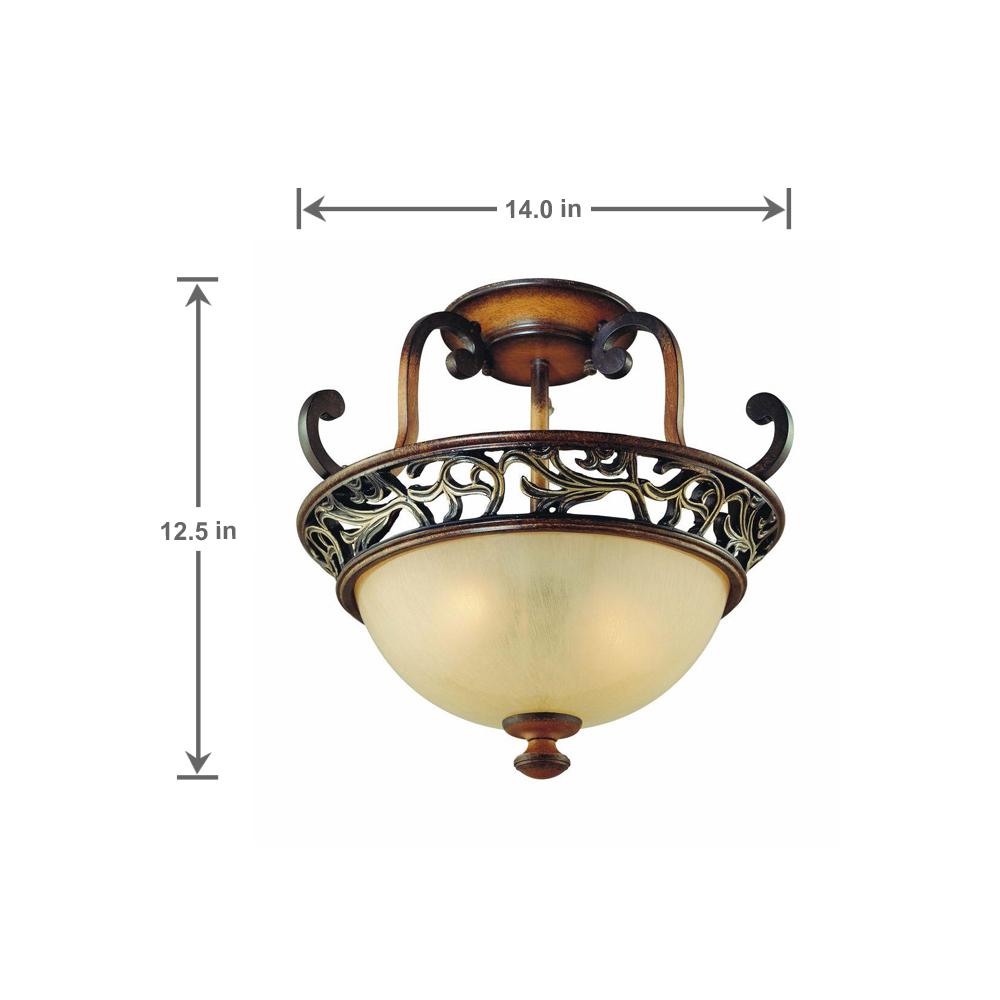 Hampton Bay Caffe Patina 2 Light Semi Flush Mount 16008 Caffe Patina 2 Light Semi Flush Mount